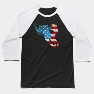 American Flag Snowmobile Winter Snowmobiling Baseball T-Shirt